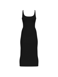 All-Day Soft Rib High-Neck Midi Dress
