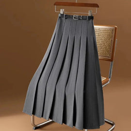 Women's High-Waist Pleated A-Line Midi Skirt